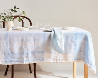 Block Printed Linen Tablecloth