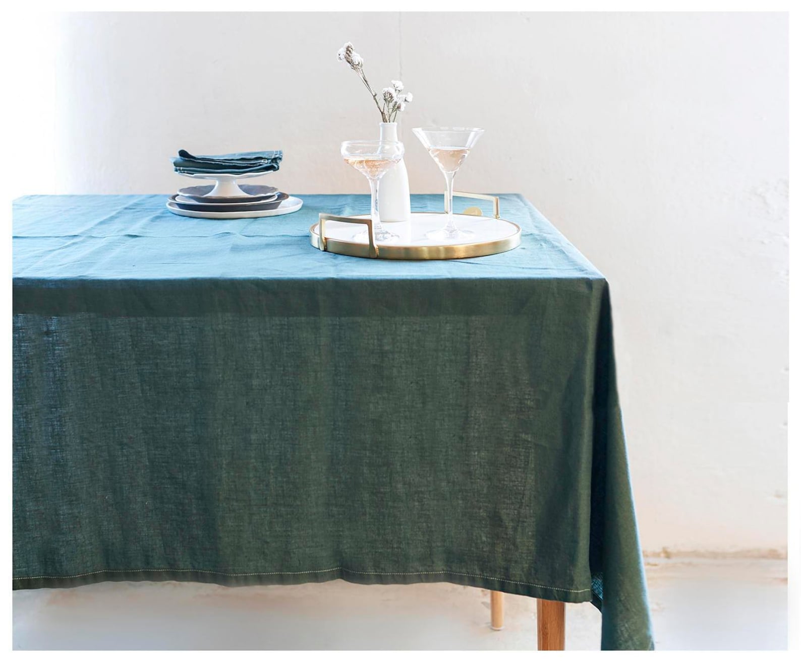 Linen Tablecloth. Dark Green BOHEMIAN Tablecloth. Free Etsy