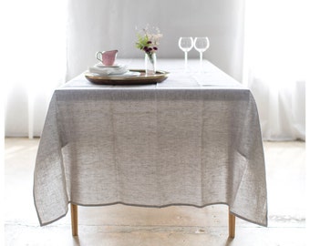 Bohemian Linen Tablecloth- Natural Linen -  Linen Table cloth - Square and rectangle shape - Free Shipping to USA