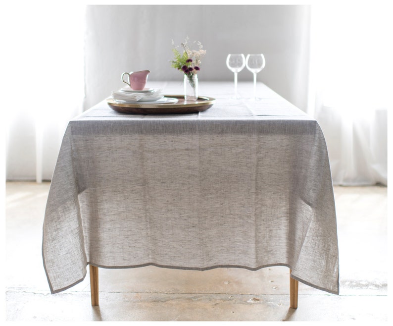 Bohemian Linen Tablecloth Natural Linen Linen Table cloth Square and rectangle shape Free Shipping to USA image 1