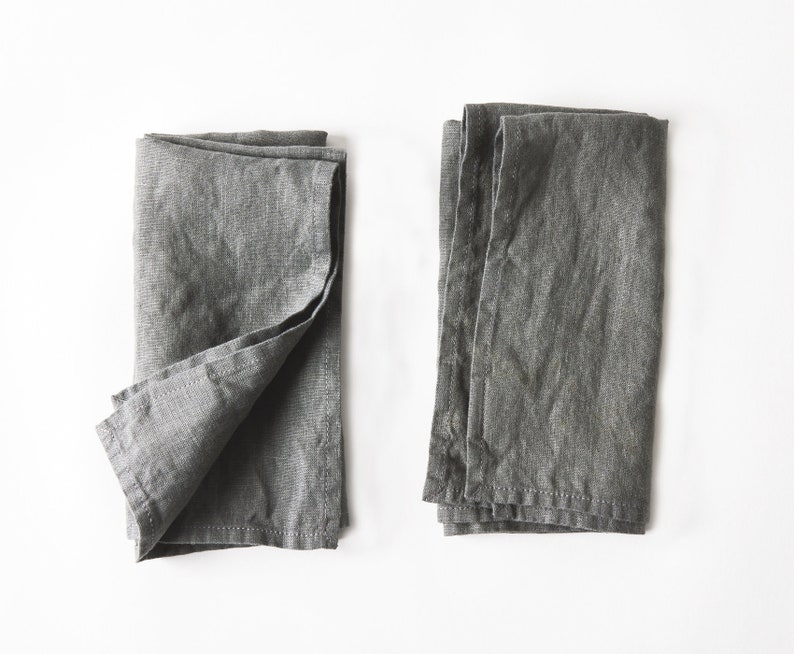 Steel Linen Napkins Set of 2 image 1