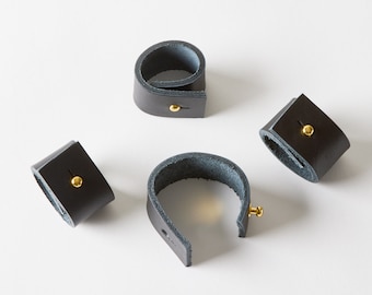 Black Leather Napkin Rings - Set of 4