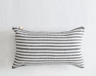 The Stripe Lumbar Pillow - Heavy Linen