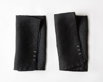 Black Linen Napkins - Set of 2