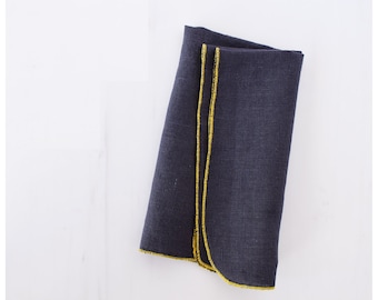 Linen Napkin with colored stitching