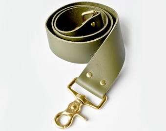 Correa de cuero genuino para bolso. Correa de repuesto hecha a mano para bolsos y carteras - Verde militar