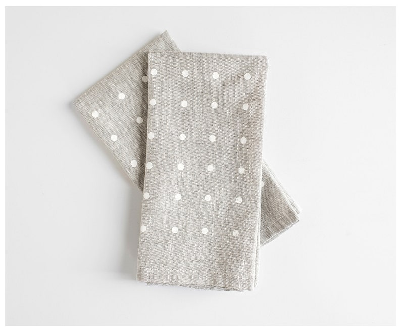 White Dots Linen Napkin immagine 1