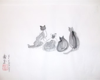4 cats resting