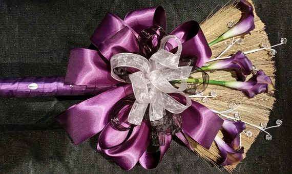 Royal Purple Wedding Broom With Purple Calla Lillies And Dark Etsy