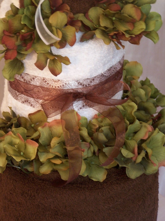 3 Tier Chocolate And Vanilla Towel Cake Bridal Shower Towel Etsy