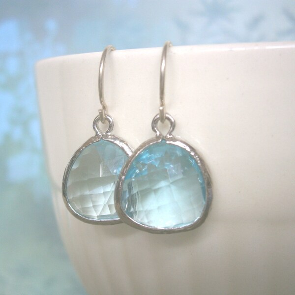 Aquamarine Earrings, Blue Earrings, Silver Earrings, Wife, Sister, Best Friend, Mother