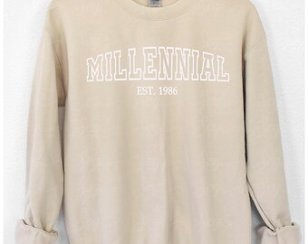 Felpa Millennial con anno personalizzato, anni '80, '90, regalo