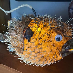LARGE Pufferfish Swag Lamp - 14"-16"