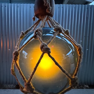 Frosted Globe Float Swag Lamp with Flame Bulb