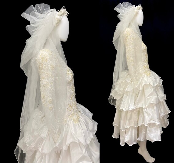 Vintage 80s M wedding dress Demetrios over the to… - image 4
