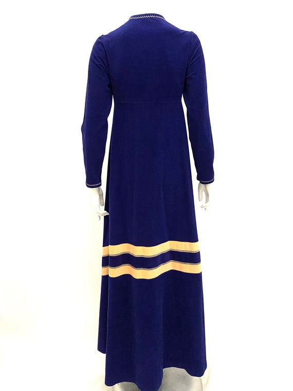 Vintage 70s XXXS robe Vasarrette velour navy blue… - image 7
