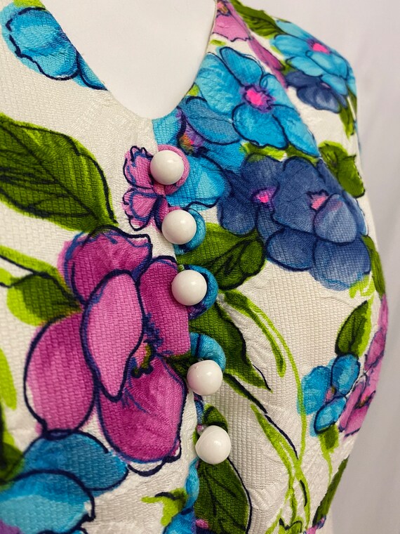 Vintage 60s M/L maxi dress Parkshire bright flora… - image 3