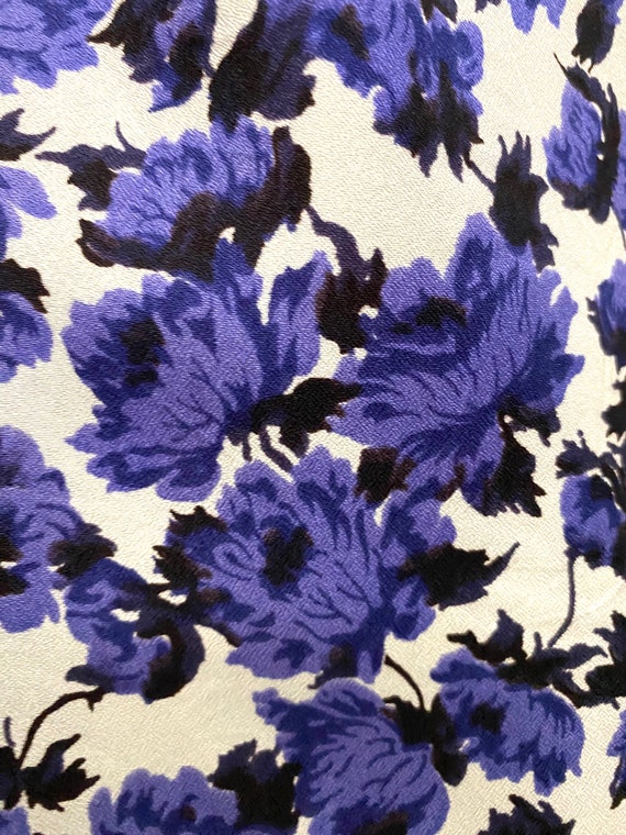 Vintage 50s XS dress purple periwinkle navy flora… - image 2