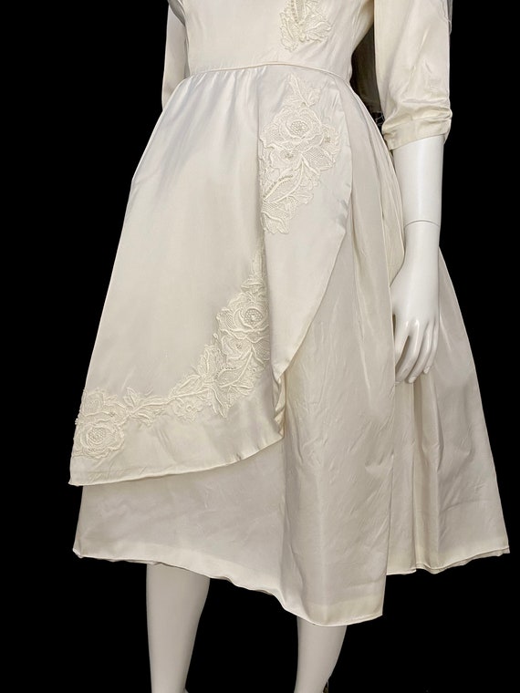 Vintage 60s S/M wedding dress gown cream mod mode… - image 8
