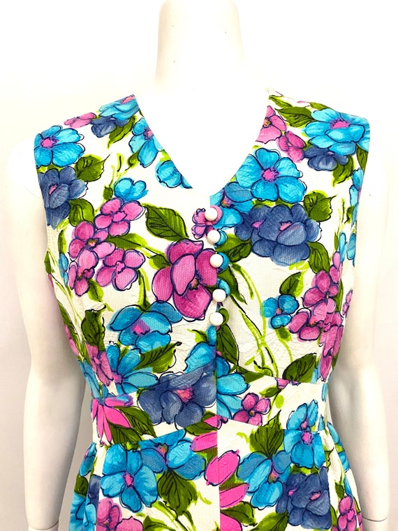 Vintage 60s M/L maxi dress Parkshire bright flora… - image 2