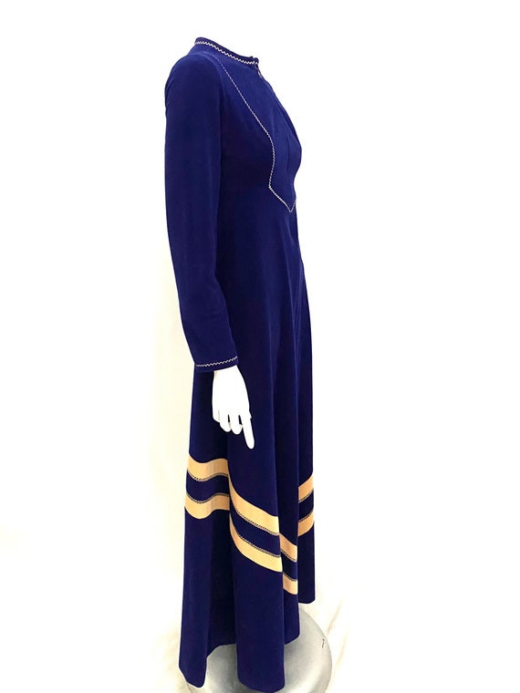 Vintage 70s XXXS robe Vasarrette velour navy blue… - image 4