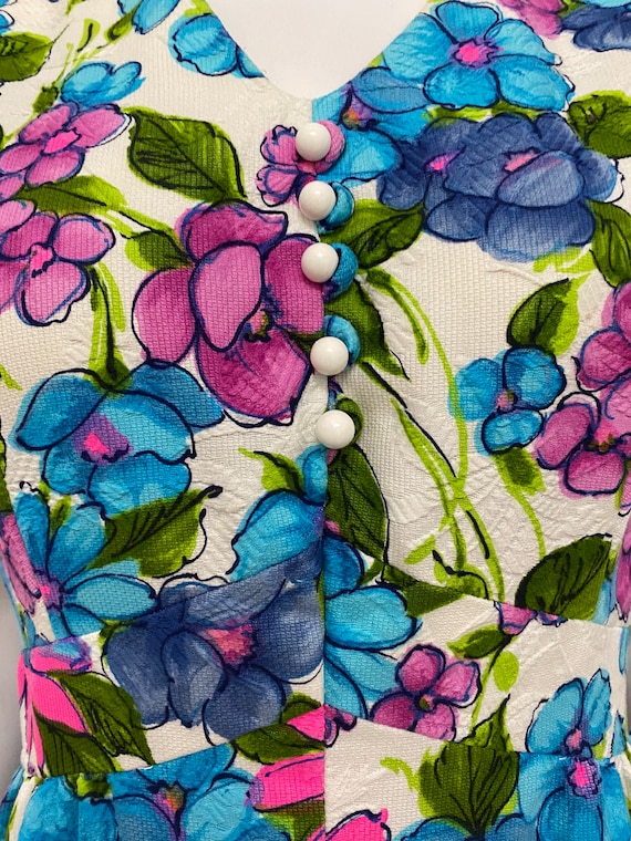 Vintage 60s M/L maxi dress Parkshire bright flora… - image 4