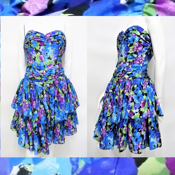 Vintage 80's 90's Scarlett short strapless prom pa