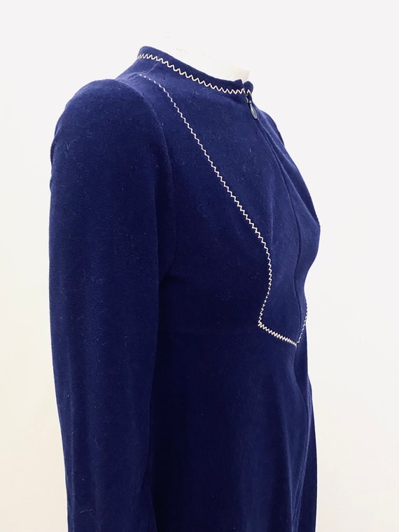 Vintage 70s XXXS robe Vasarrette velour navy blue… - image 5
