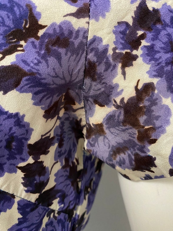 Vintage 50s XS dress purple periwinkle navy flora… - image 8