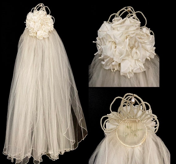 Vintage 60s S/M wedding dress gown cream mod mode… - image 9