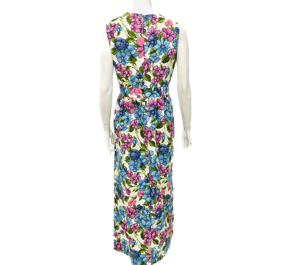 Vintage 60s M/L maxi dress Parkshire bright flora… - image 7