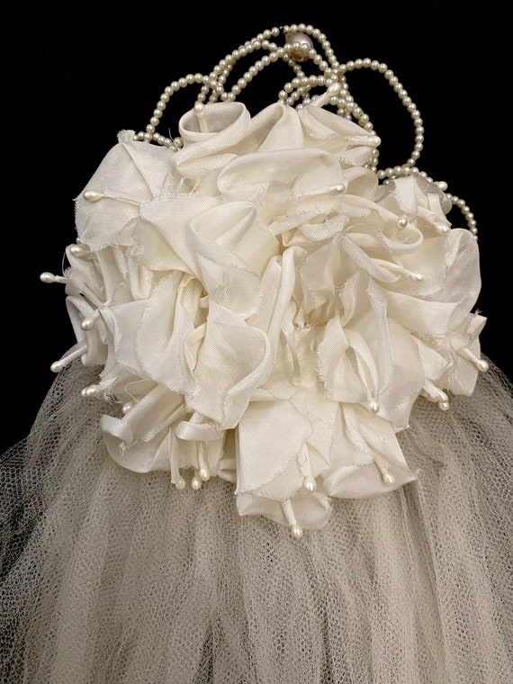 Vintage 60s S/M wedding dress gown cream mod mode… - image 10