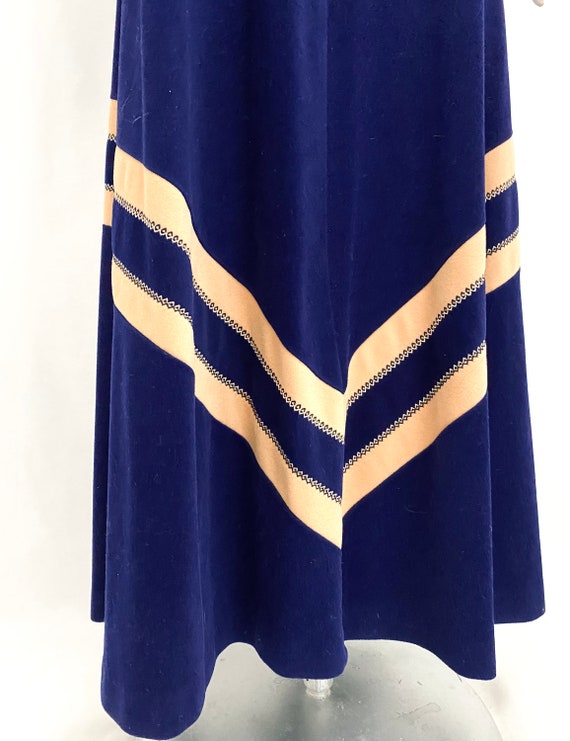 Vintage 70s XXXS robe Vasarrette velour navy blue… - image 3