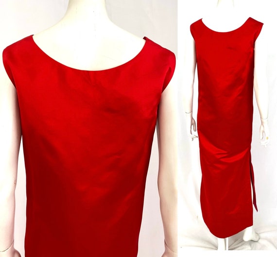 Vintage 60s XS/S dress shift maxi red silk paisle… - image 10