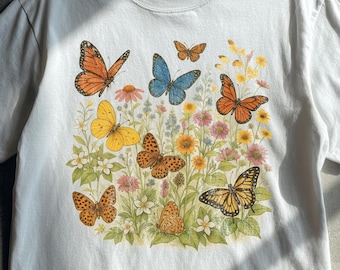 Koszulka z motywem motyla w stylu vintage | Koszulka z grafiką retro motyla | Koszulka z motywem motyla w stylu vintage | Koszulka z motywem motyla w stylu vintage