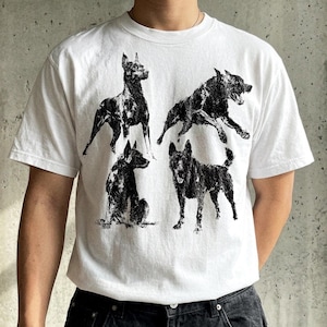 Vintage Dog Graphic T-Shirt | Doberman Streetwear Tee | Black Dog Print Shirt | Retro Guard Dog Tee | Unisex Dog Lover Shirt