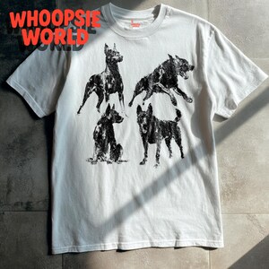 Vintage Dog Graphic T-Shirt | Doberman Streetwear Tee | Black Dog Print Shirt | Retro Guard Dog Tee | Unisex Dog Lover Shirt