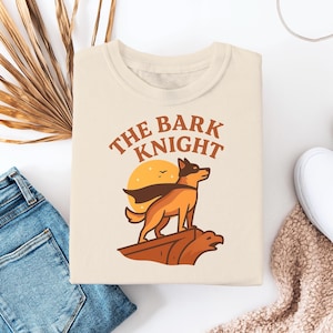Funny Dog Superhero Shirt - The Bark Knight T-Shirt - Cute Dog Batman Parody Tee - Hero Dog Gift - Vintage Cartoon Style Graphic Tee