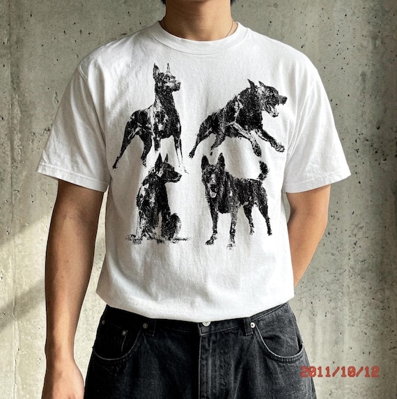Vintage Dog Graphic T-Shirt | Doberman Streetwear Tee | Black Dog Print Shirt | Retro Guard Dog Tee | Unisex Dog Lover Shirt