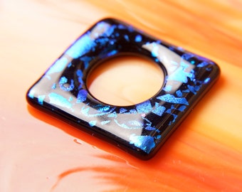 Handmade Dichroic Fused Glass Focal Cab Bead for Pendant Necklace