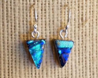 Handmade Dichroic Glass Earrings Sterling Silver .925