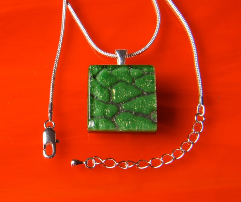 Handmade Dichroic Fused Glass Pendant with Necklace image 3