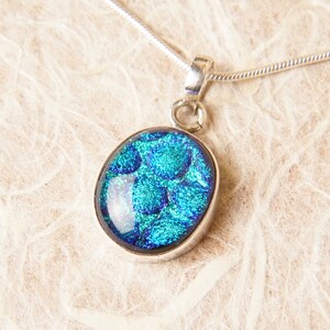 Dichroic Fused Glass and Sterling Silver .925 Pendant Necklace image 4