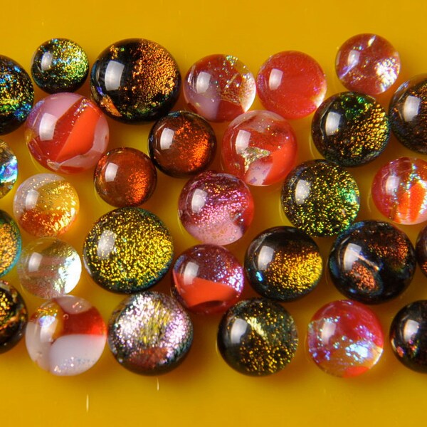 Handmade DICHROIC Fused Glass Cabs Cabochons Beads lot of 30