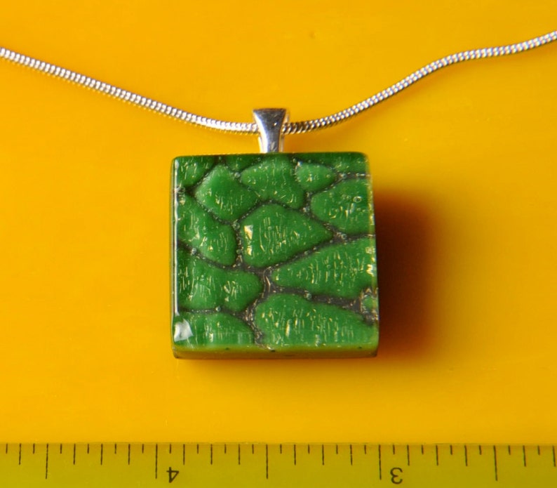 Handmade Dichroic Fused Glass Pendant with Necklace image 4