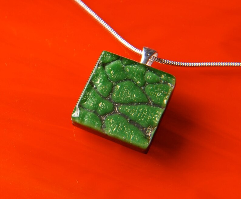 Handmade Dichroic Fused Glass Pendant with Necklace image 2