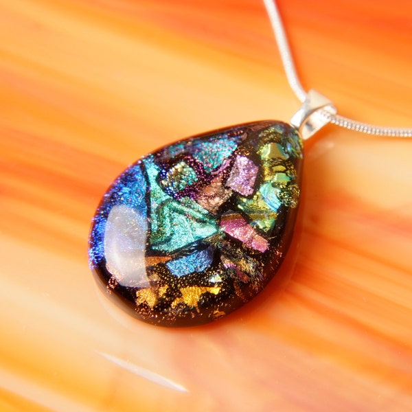 Handmade Dichroic Fused Glass Necklace