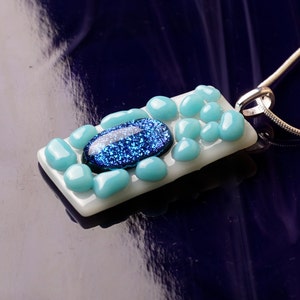Handmade Dichroic Fused Glass Silver Pendant Necklace