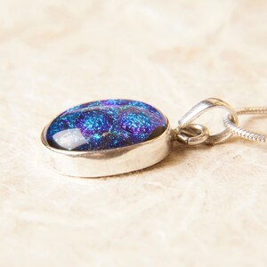 Dichroic Fused Glass and Sterling Silver .925 Pendant Necklace image 5