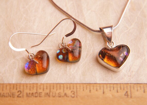 Handmade Sterling Silver Earrings With Glass Heart Pendants | 925 Silver Hoop Set